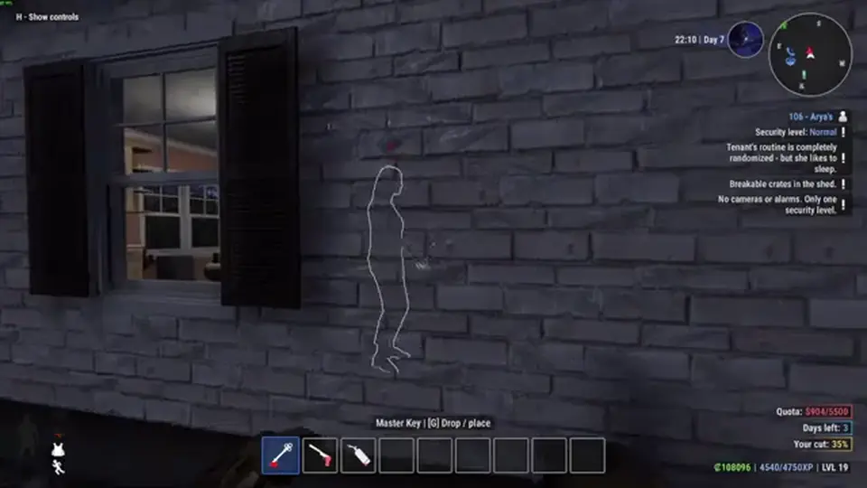 Crime Simulator Perception HUD on a dense job